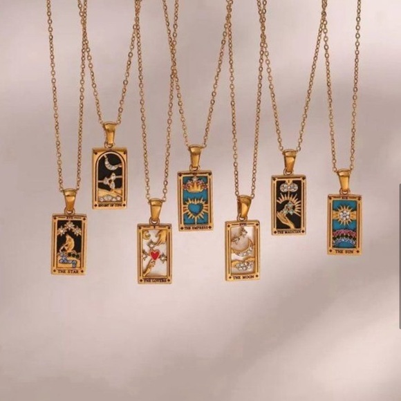 NEW 14K Gold Anthropologie Sun Tarot Card Pendant Necklace - Picture 6 of 10